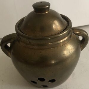 Heavy Vintage brass incense pot with lid, brass pot, incense burner - used